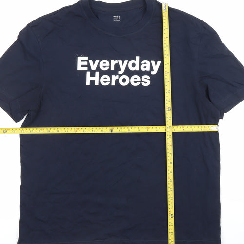 Marks and Spencer Men's Blue Graphic Everyday Heroes Father's Day T-Shirt Size L