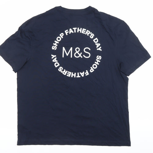 Marks and Spencer Men's Blue Graphic Everyday Heroes Father's Day T-Shirt Size L