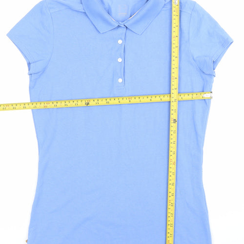 Decathlon Womens Blue Polo Shirt Size M Slim Fit Cotton Stretch