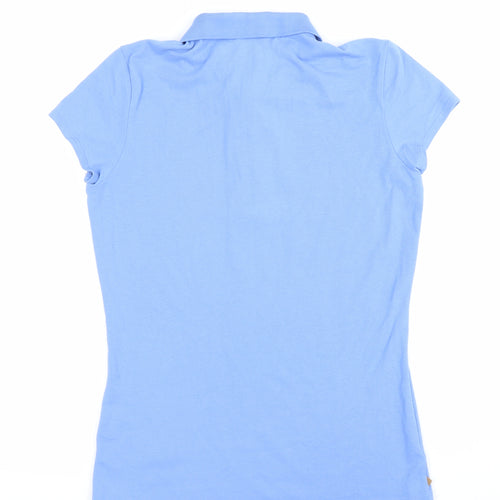 Decathlon Womens Blue Polo Shirt Size M Slim Fit Cotton Stretch