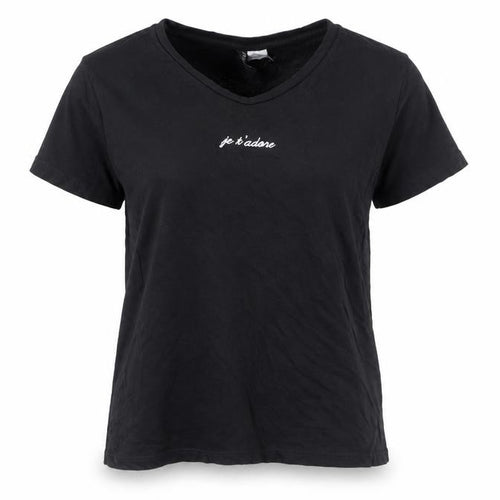 H&M Women’s Black XS Embroidered Je T’adore Casual T-Shirt