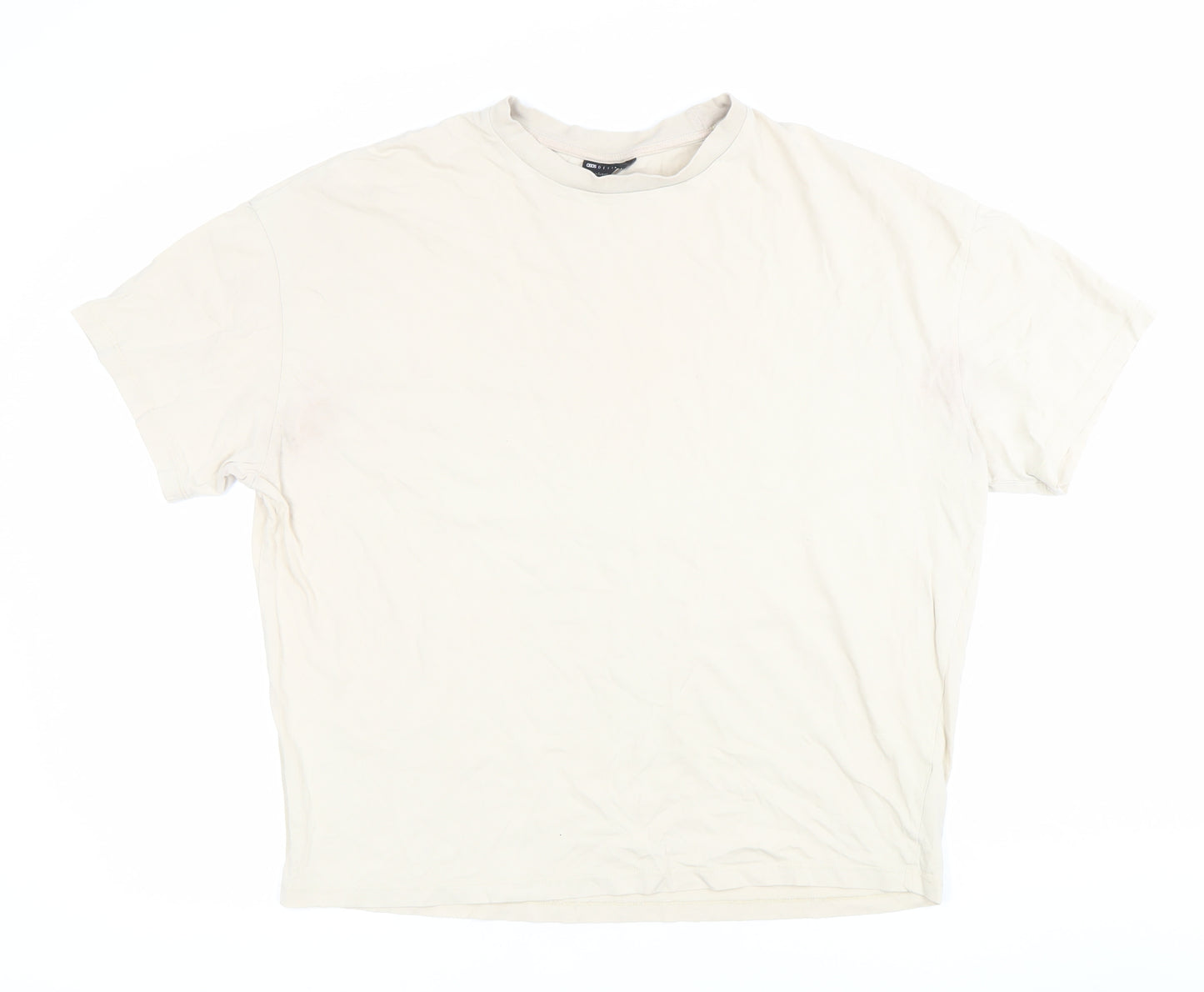 ASOS Design Men’s Beige Crew Neck Short Sleeve Cotton T-Shirt Size S