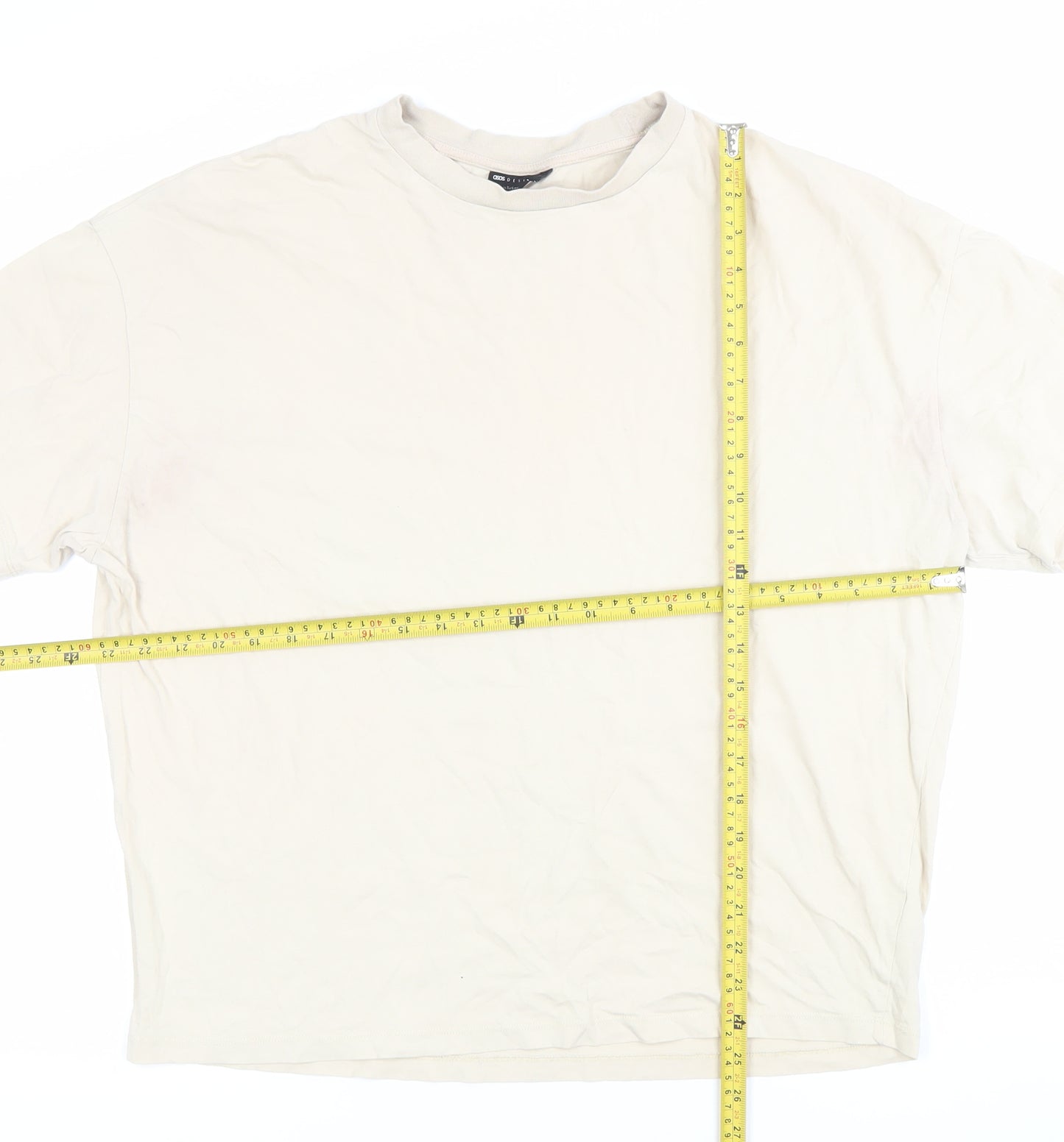 ASOS Design Men’s Beige Crew Neck Short Sleeve Cotton T-Shirt Size S