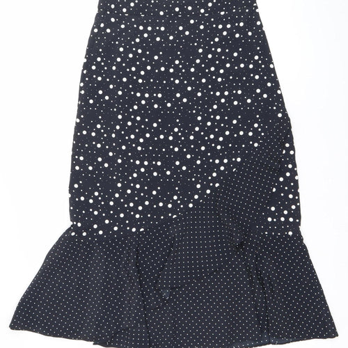 Topshop Women’s Black Polka Dot Midi A-Line Skirt Size 10