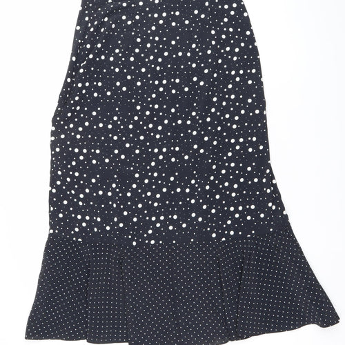 Topshop Women’s Black Polka Dot Midi A-Line Skirt Size 10