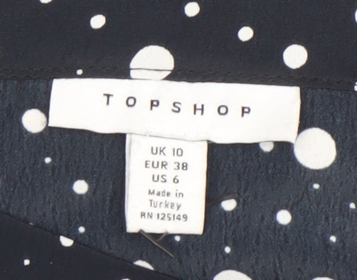 Topshop Women’s Black Polka Dot Midi A-Line Skirt Size 10