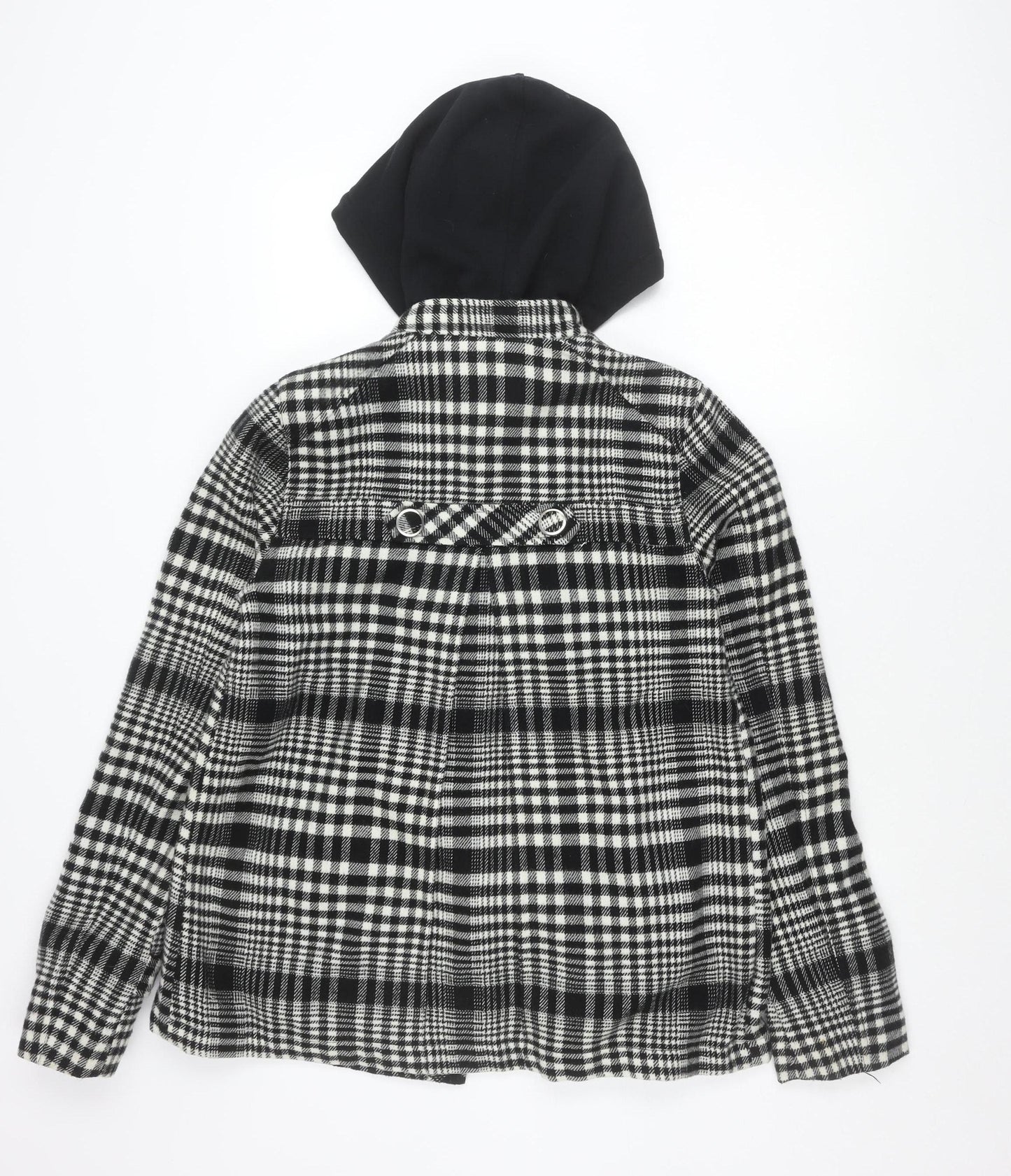 Vans Womens Black Plaid Hooded Mid-Length Jacket Size M