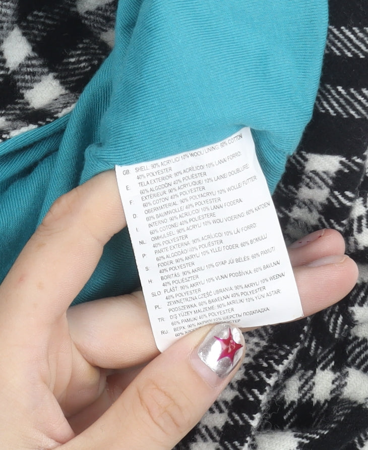 Vans Womens Black Plaid Hooded Mid-Length Jacket Size M