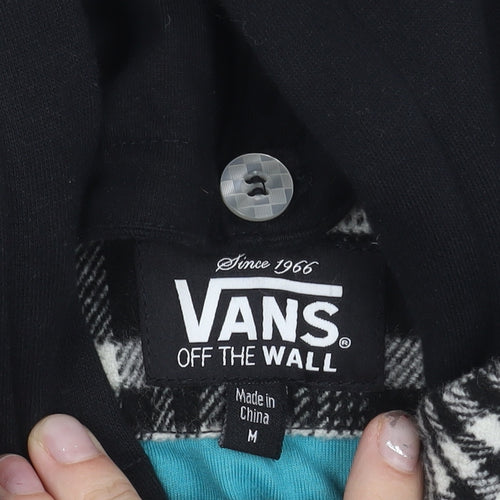 Vans Womens Black Plaid Hooded Mid-Length Jacket Size M