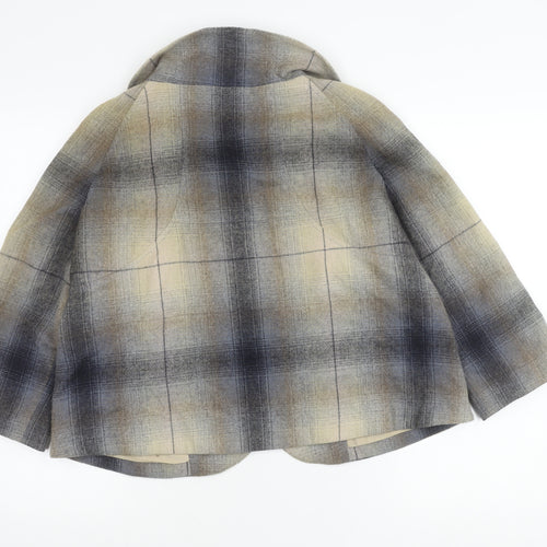 Verse Women’s Multicoloured Wool Blend Plaid Four-Button Blazer Size 12