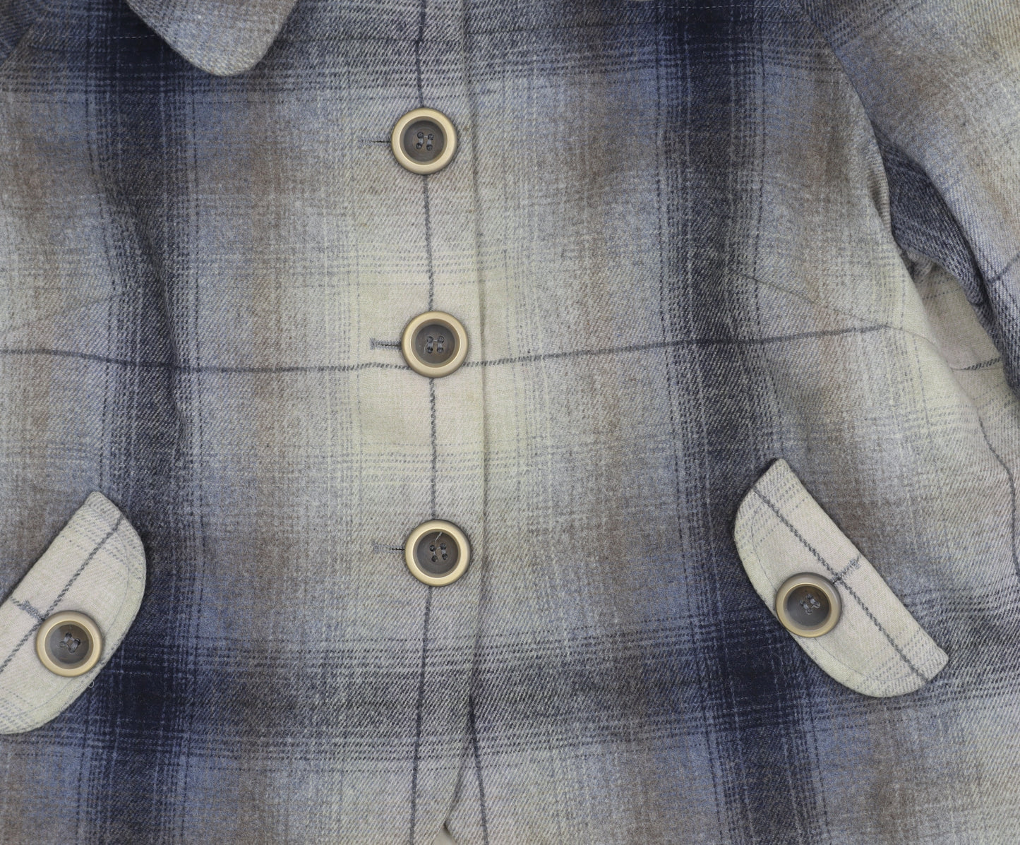 Verse Women’s Multicoloured Wool Blend Plaid Four-Button Blazer Size 12