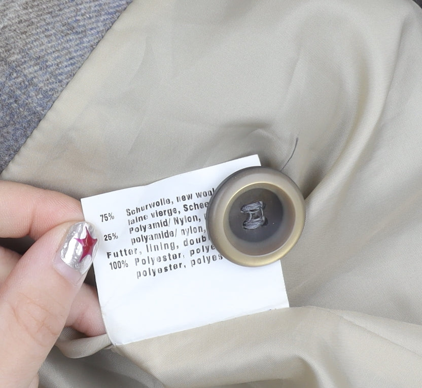 Verse Women’s Multicoloured Wool Blend Plaid Four-Button Blazer Size 12