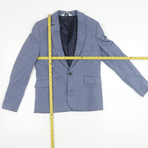 H&M Boys Blue Slim Fit Suit Jacket 12 Years Cotton Linen Blend
