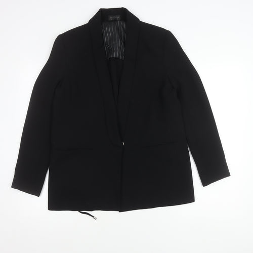 Topshop Women Black Blazer UK 12 Shawl Lapel Lined Workwear Jacket