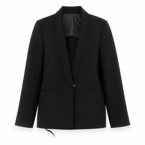 Topshop Women Black Blazer UK 12 Shawl Lapel Lined Workwear Jacket