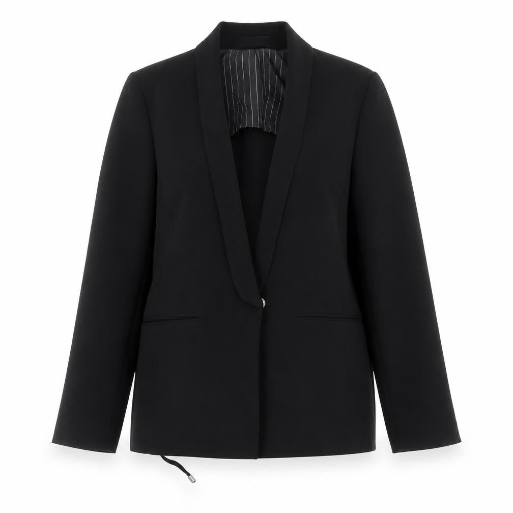 Topshop Women Black Blazer UK 12 Shawl Lapel Lined Workwear Jacket