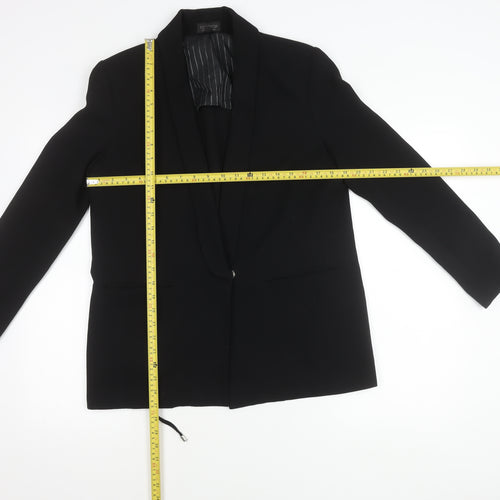 Topshop Women Black Blazer UK 12 Shawl Lapel Lined Workwear Jacket