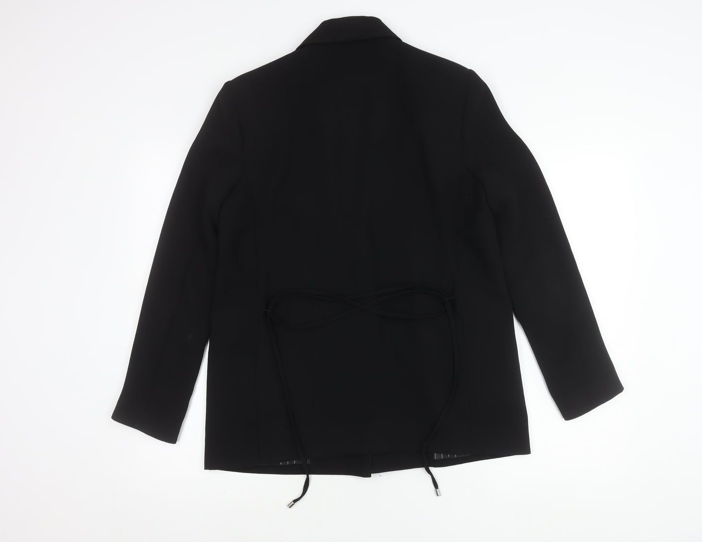 Topshop Women Black Blazer UK 12 Shawl Lapel Lined Workwear Jacket