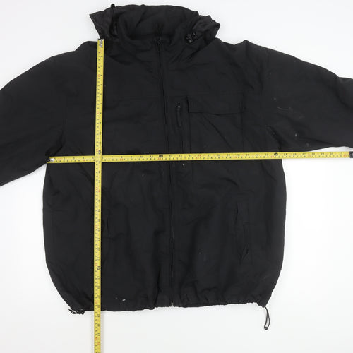 Easy Men’s Black XL 44-46" Hooded Nylon Windbreaker Jacket
