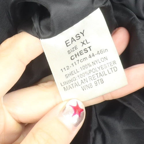 Easy Men’s Black XL 44-46" Hooded Nylon Windbreaker Jacket