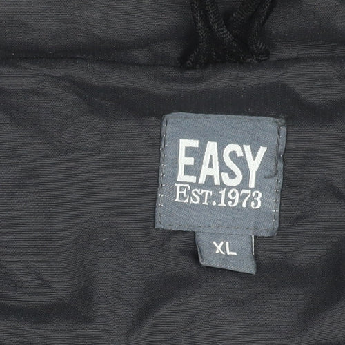 Easy Men’s Black XL 44-46" Hooded Nylon Windbreaker Jacket