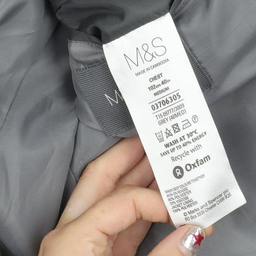 Marks and Spencer Men's Grey 40 Chest Blazer Jacket Medium