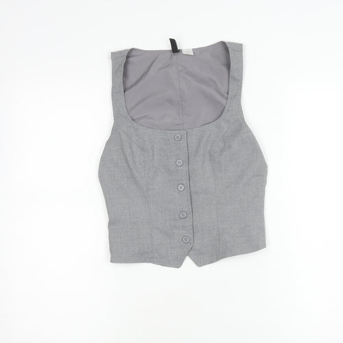 H&M Divided Women’s Grey XS Cropped Sleeveless Button-Up Top