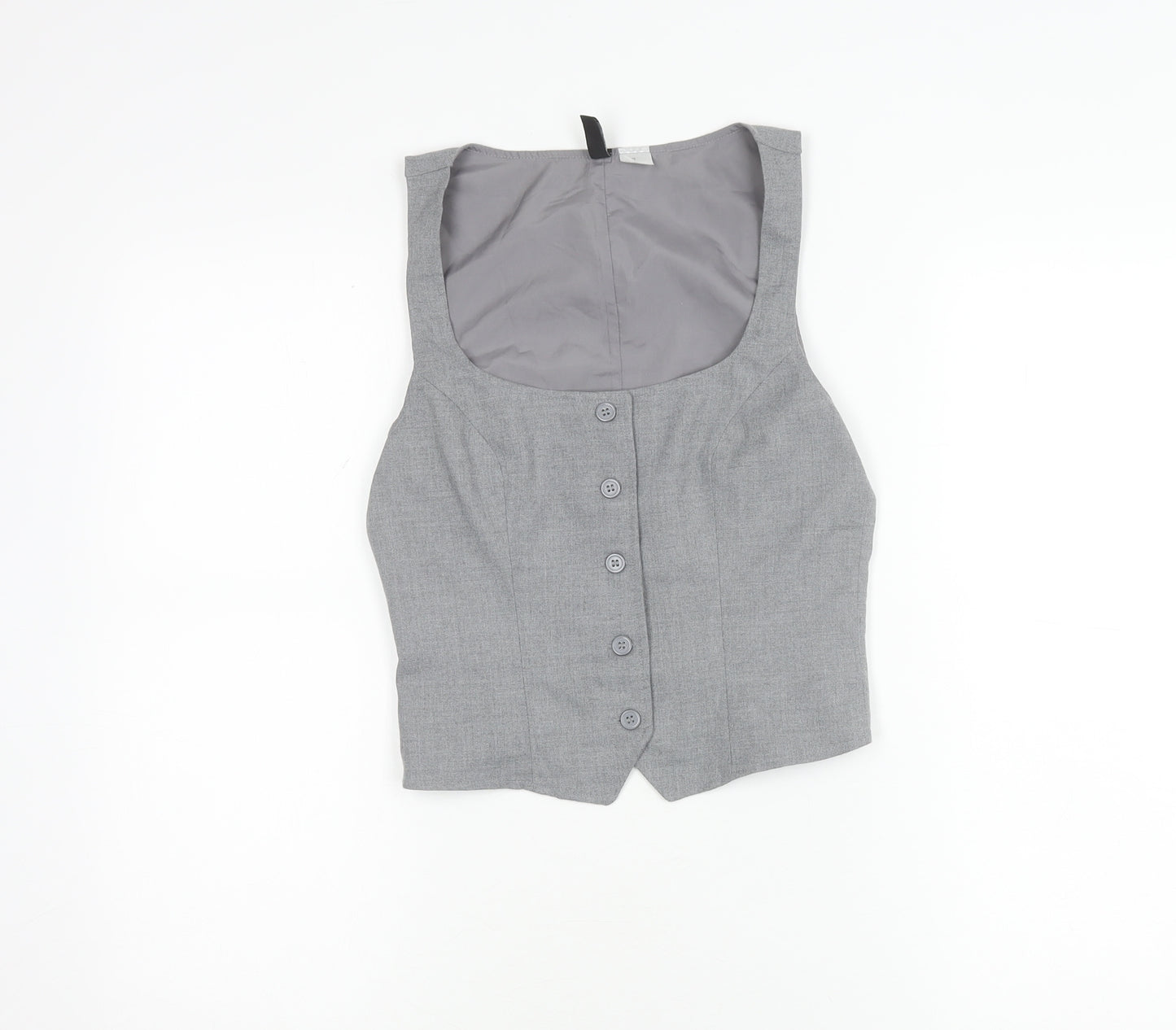 H&M Divided Women’s Grey XS Cropped Sleeveless Button-Up Top