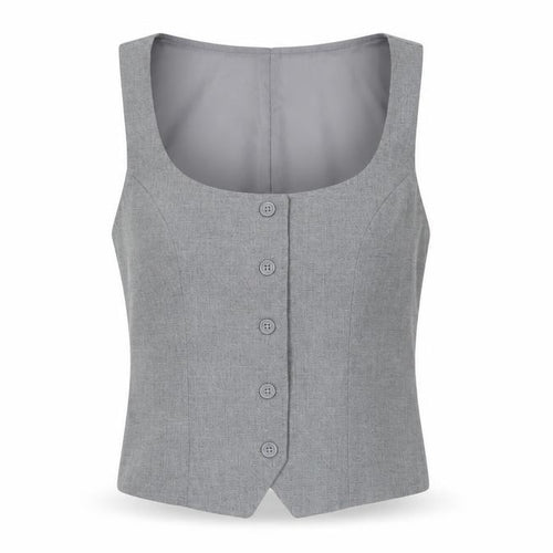 H&M Divided Women’s Grey XS Cropped Sleeveless Button-Up Top