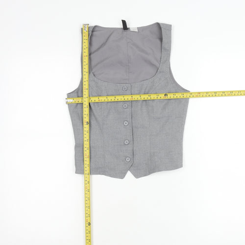 H&M Divided Women’s Grey XS Cropped Sleeveless Button-Up Top