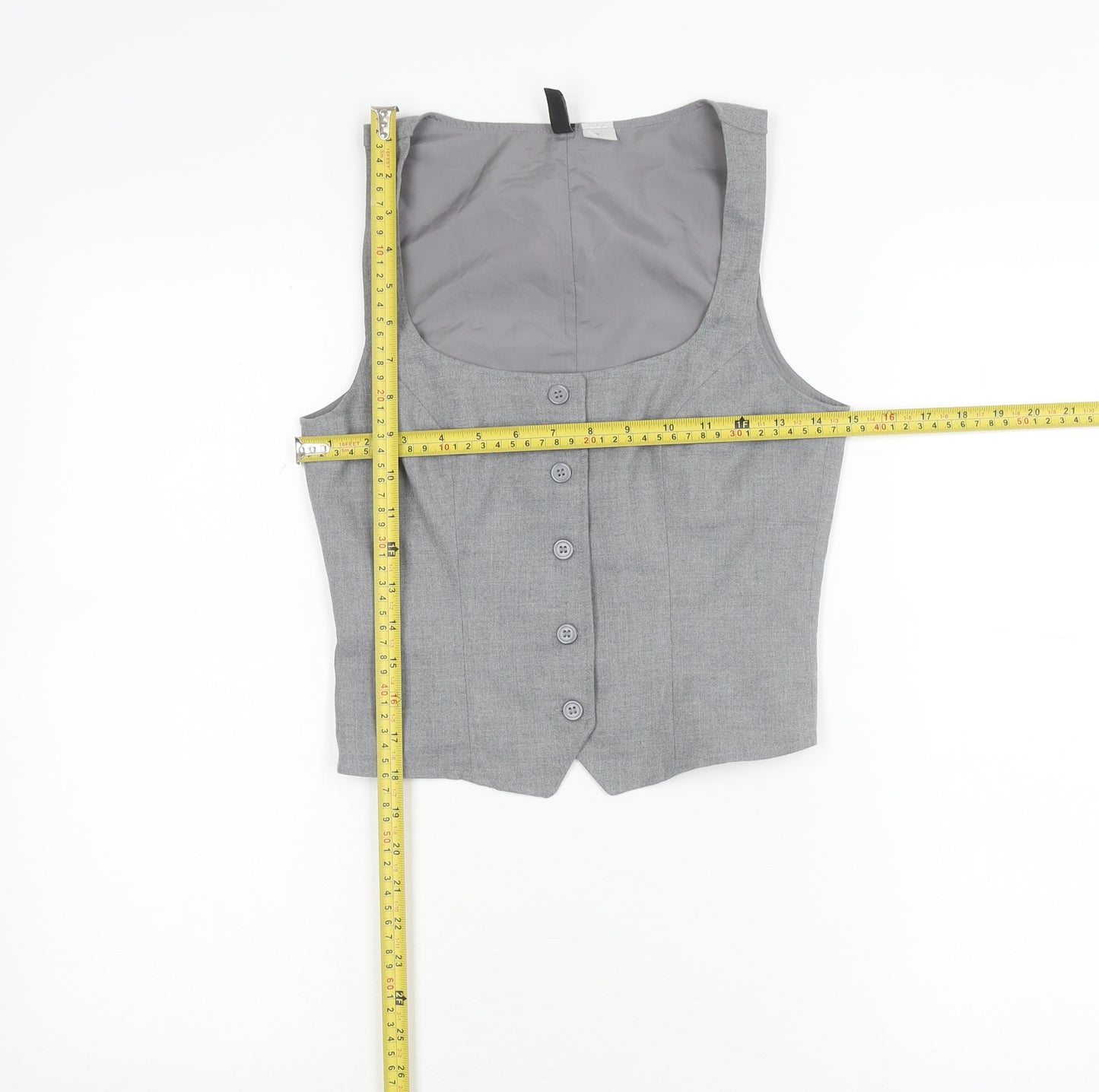 H&M Divided Women’s Grey XS Cropped Sleeveless Button-Up Top