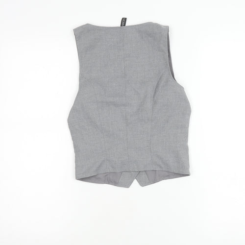 H&M Divided Women’s Grey XS Cropped Sleeveless Button-Up Top