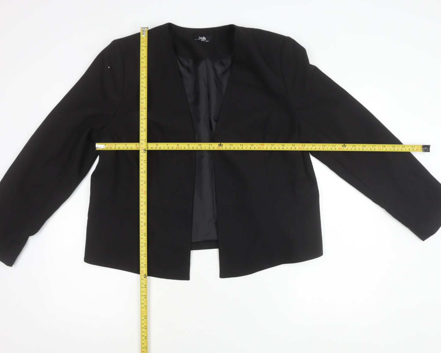 Wallis Women's Black Suit Jacket UK 18 Long Sleeve Lined Tailored