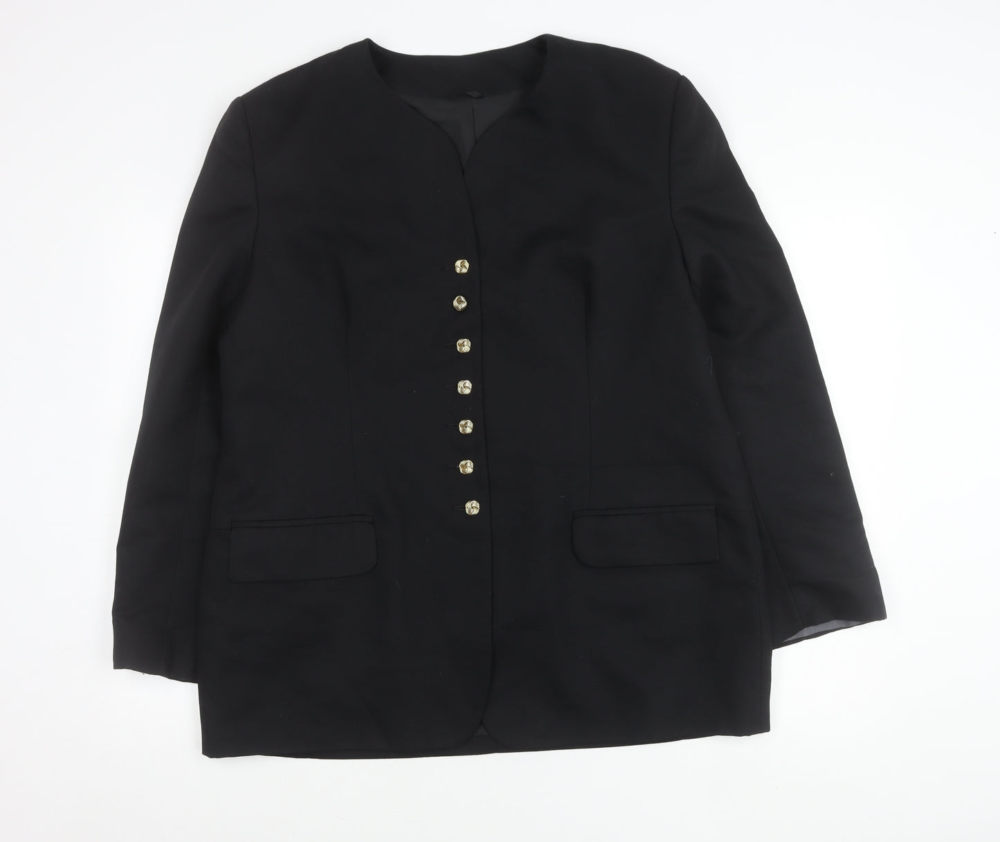 Mike Benet Womens Black Blazer Size 18 Tailored Eight-Button Jacket