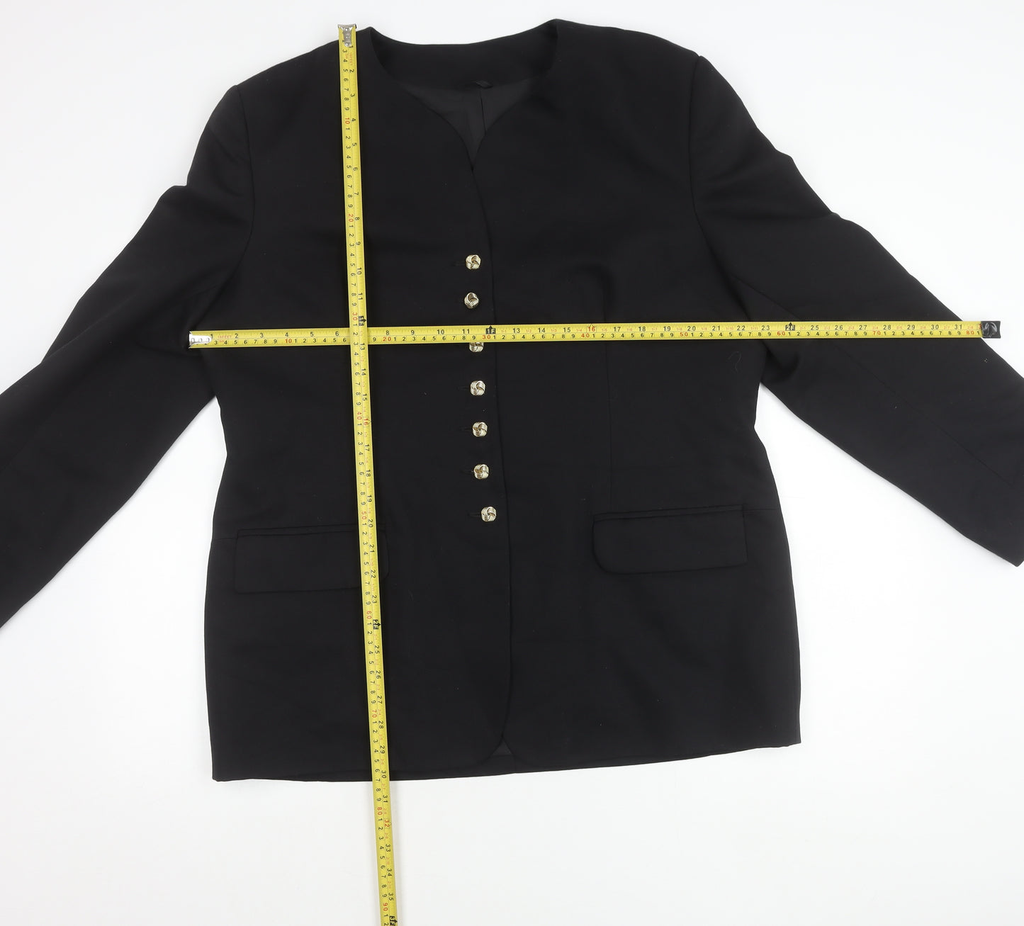 Mike Benet Womens Black Blazer Size 18 Tailored Eight-Button Jacket