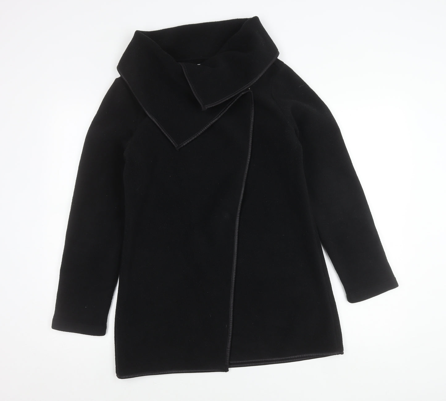 Barrage Womens Black Fleece Mid-Length Coat Size S Collared Overcoat