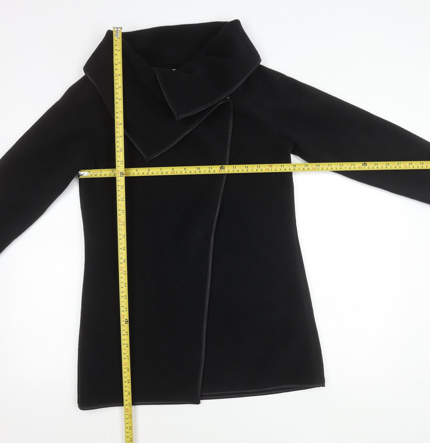 Barrage Womens Black Fleece Mid-Length Coat Size S Collared Overcoat