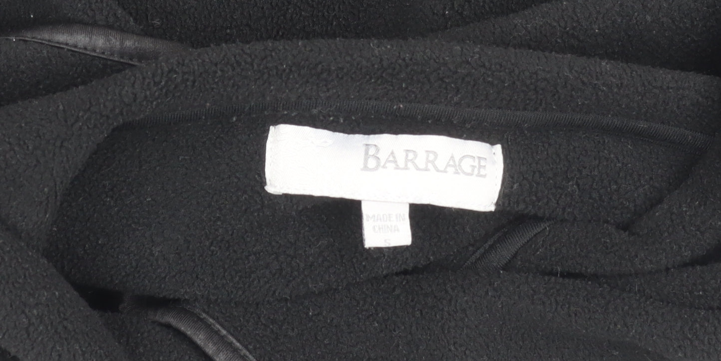 Barrage Womens Black Fleece Mid-Length Coat Size S Collared Overcoat