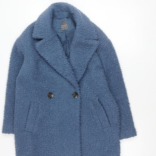 Primark Women’s Blue Mid-Length Fleece Overcoat Size 6