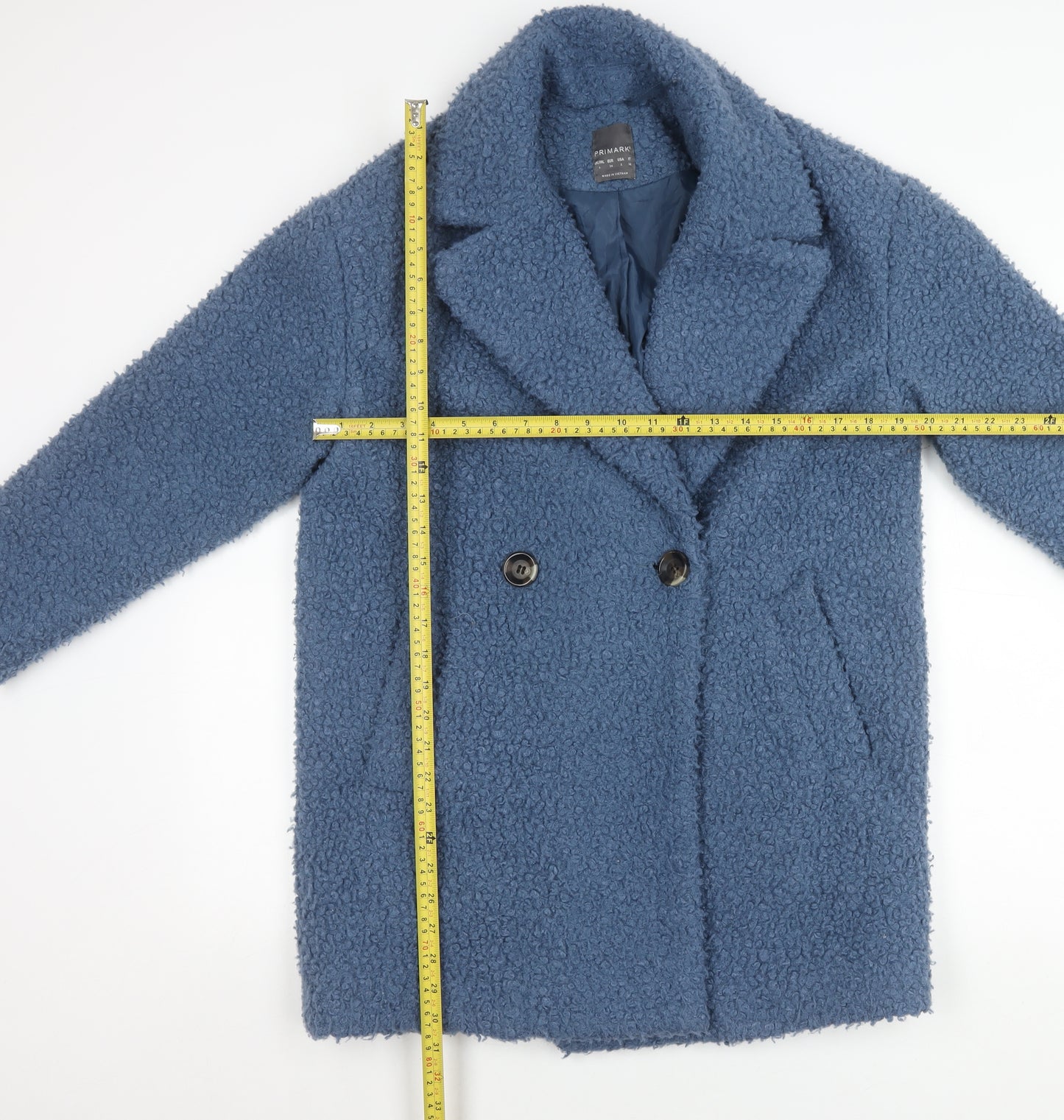 Primark Women’s Blue Mid-Length Fleece Overcoat Size 6