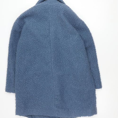 Primark Women’s Blue Mid-Length Fleece Overcoat Size 6