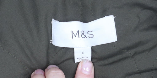 Marks and Spencer Womens Green Size 8 Parka Jacket Hooded