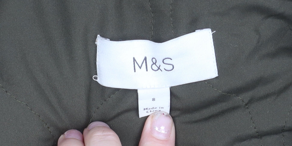 Marks and Spencer Womens Green Size 8 Parka Jacket Hooded