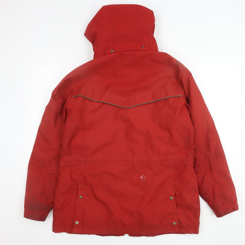 Aigle Womens Red Parka Jacket Coat M Hooded Full Zip Pockets