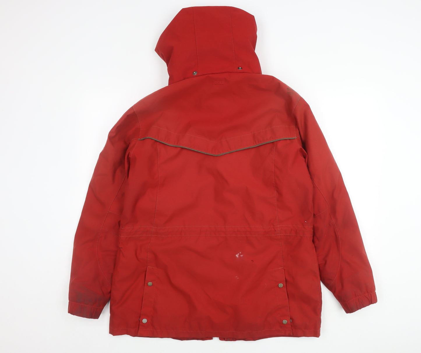 Aigle Womens Red Parka Jacket Coat M Hooded Full Zip Pockets