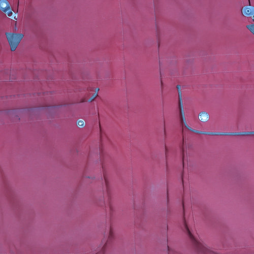 Aigle Womens Red Parka Jacket Coat M Hooded Full Zip Pockets