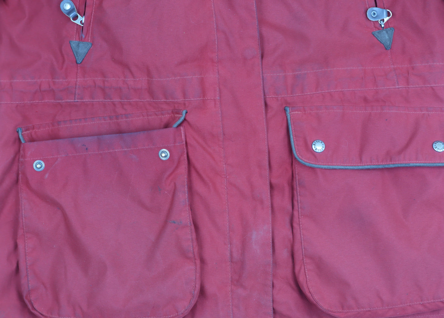 Aigle Womens Red Parka Jacket Coat M Hooded Full Zip Pockets