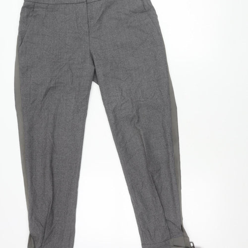 MaxMara Women’s Grey Wool Tapered Trousers Size 10 Belted Workwear