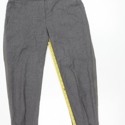MaxMara Women’s Grey Wool Tapered Trousers Size 10 Belted Workwear