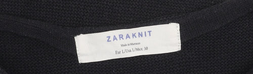 Zara Women Black Striped Boat Neck Knit Jumper Size L